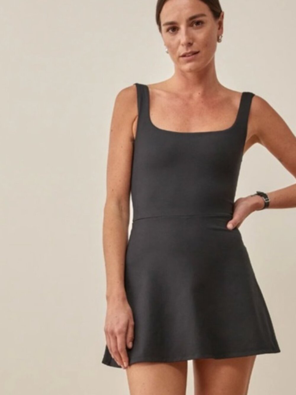 Reformation Amy Ecostretch Exercise Dress Slate Grey Size Medium